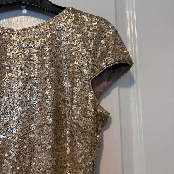 Dress The Population Women’s Lucy Sequin Mini Dress in Brushed Gold Size Medium - Picture 8 of 13